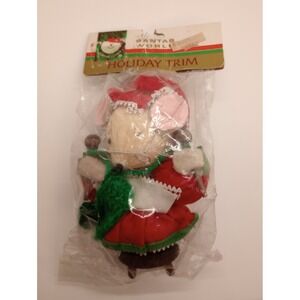 Vintage Kurt Adler 1980s Corn Husk Mouse Mice Christmas Ornament‎ Santa's World